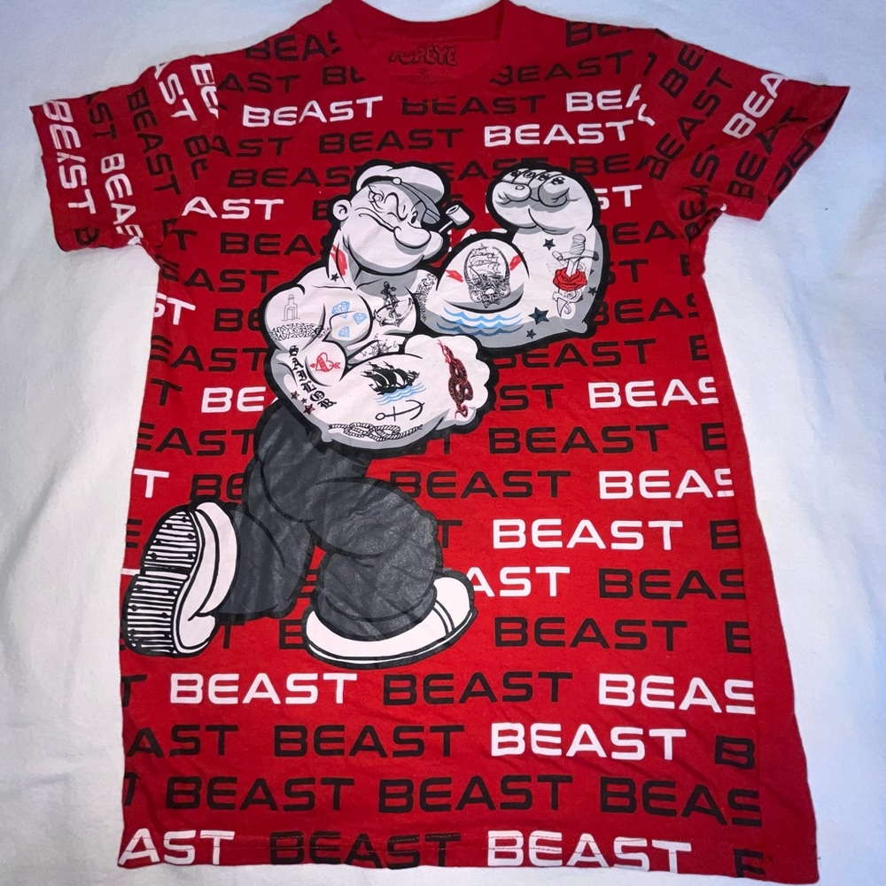 Red Kids Popeye Beast Graphic T-Shirt